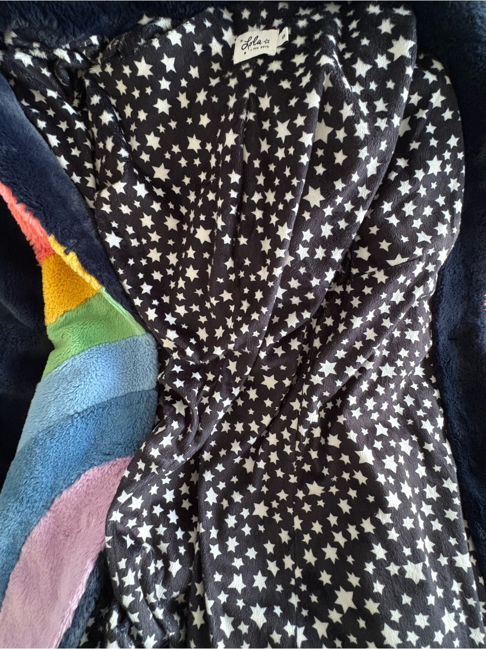 Lola + The Boys Black Teddy Jacket with Rainbow Front Panels - Picture 5 of 7